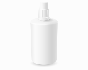 A plastic bottle 120ml with metering and dosing element.