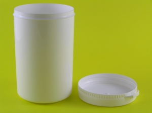 A plastic jar 500ml/450g with a closing lid and a guarantee ring
