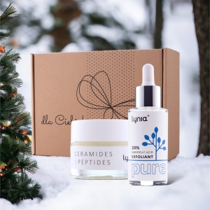Geschenkbox "Soft Touch" bestehend aus Mandelsäurepeeling in 20%er Lösung und Maske mit Ceramiden und Peptiden