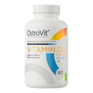 Vitamin D3 2000 IE + K2 MK-7 + C + Zn 60 Kapseln